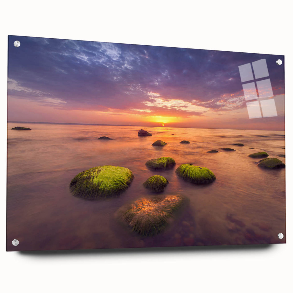 Acrylic print of a European landscape in muted earth tones, ideal for dining room decor.
