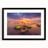 Extra large abstract art print featuring a colorful, textured European scenery on a black framed canvas.