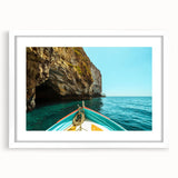 Textured art print depicting abstract scenery of Malta in muted earth tones on a framed white mat, ideal for bedroom art.