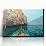 Large abstract wall art depicting European Malta scenery in muted earth tones on a framed acrylic.