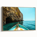 Framed canvas depicting a vintage-style landscape of Malta in muted gold and black tones, ideal for bedroom wall decor.