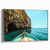 Landscape art painting of Malta scenery on framed canvas, featuring vibrant colors with a vintage poster style.