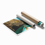 Extra large rolled print depicting a scenic view of Malta with vibrant floral elements, ideal for classy bathroom wall art.