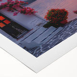 Art deco poster of the Mediterranean Sea with pastel blue and white tones on rolled canvas.