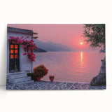 Large black and white stretched canvas of Mediterranean Sea scenery, ideal for kitchen wall art.