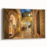 Framed canvas featuring a vintage-style landscape painting of Montenegro, ideal for bedroom wall decor.