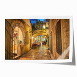 Extra large rolled print depicting a scenic Montenegro landscape in muted earth tones, ideal for art wall dining room.