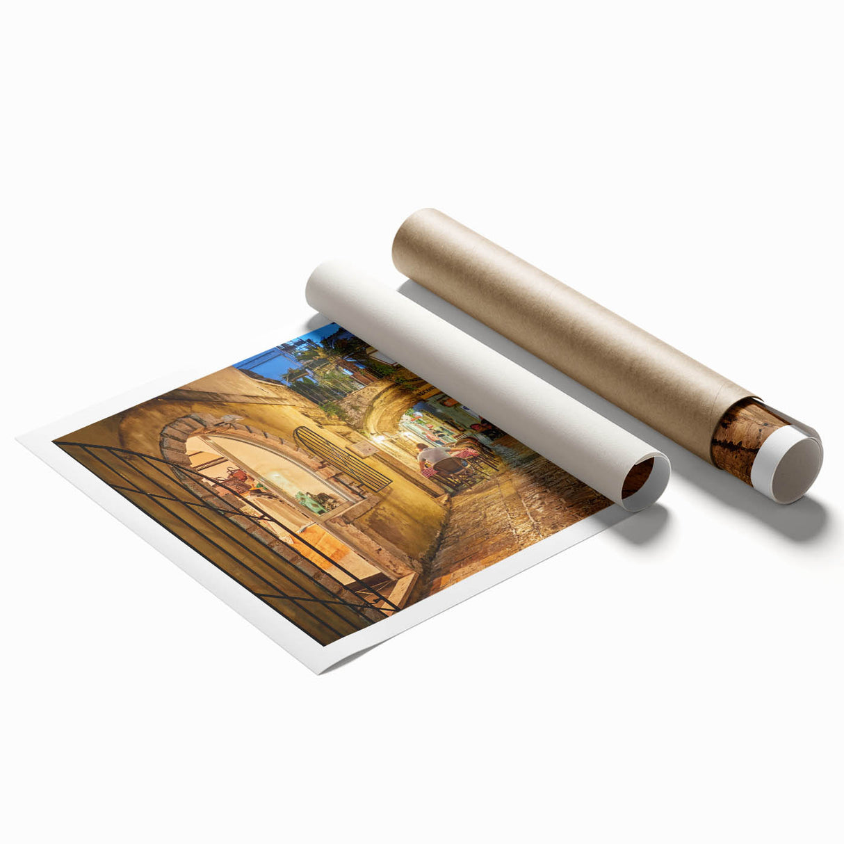 Extra large rolled print of a Montenegro landscape with vibrant greenery and floral elements.