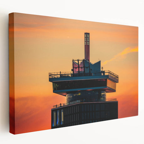 Amsterdam canal scene in muted earth tones on stretched canvas, suitable for kitchen wall art.