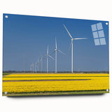 Acrylic glass print of a European scenery with muted earth tones, ideal for dining room decor.