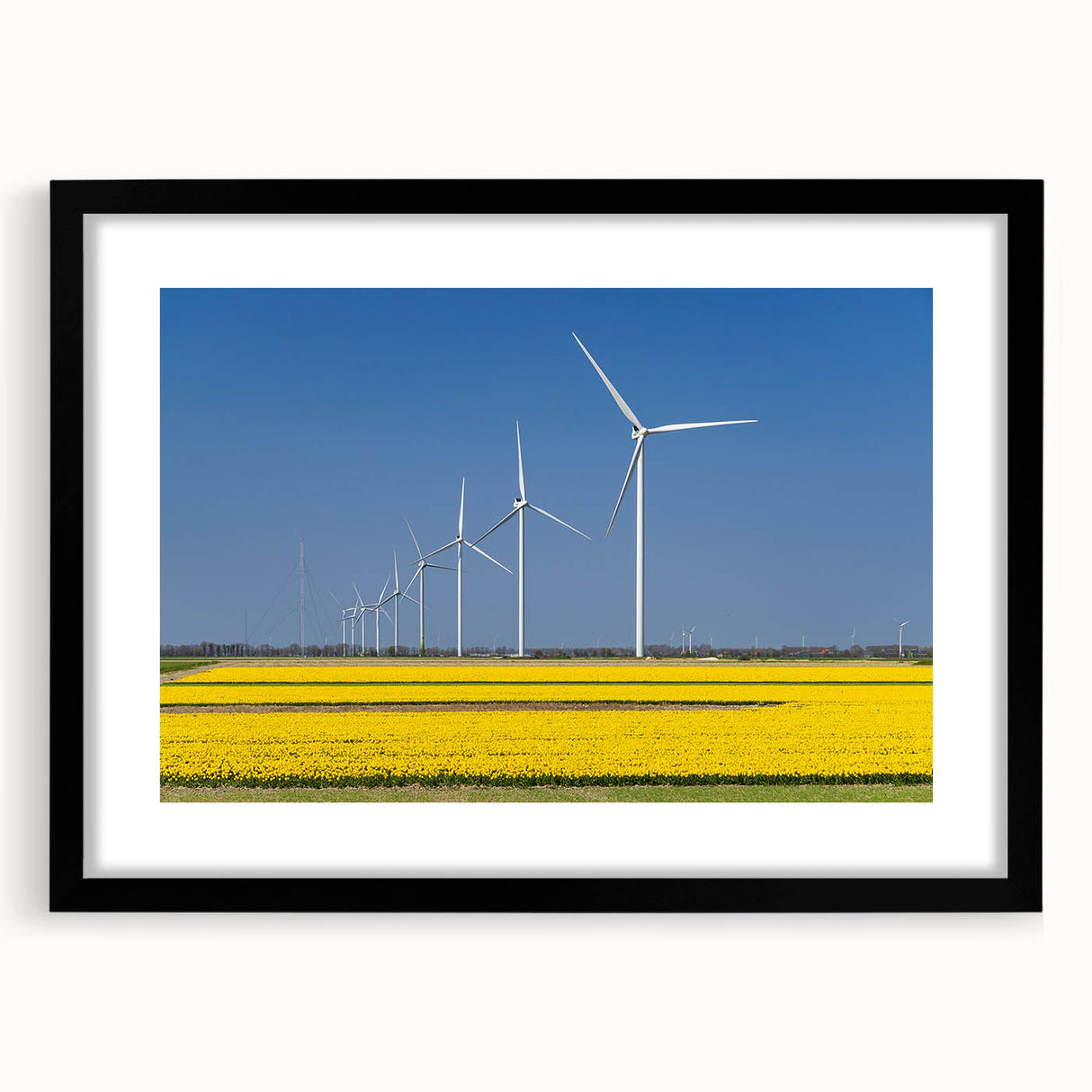 Abstract art print of a colorful, textured European scenery on a large framed canvas, ideal for living room decor.