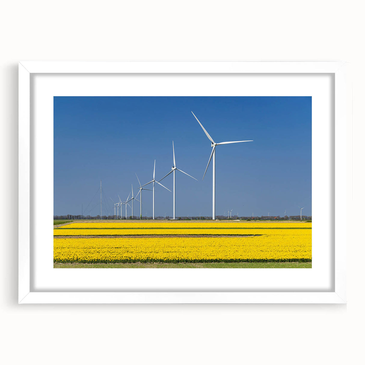 Textured abstract art print of a European scenery in muted earth tones, framed in white, ideal for bedroom art.
