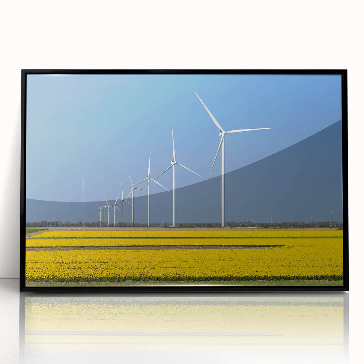 Large abstract wall art depicting a minimalist European scenery in muted earth tones on a framed acrylic.