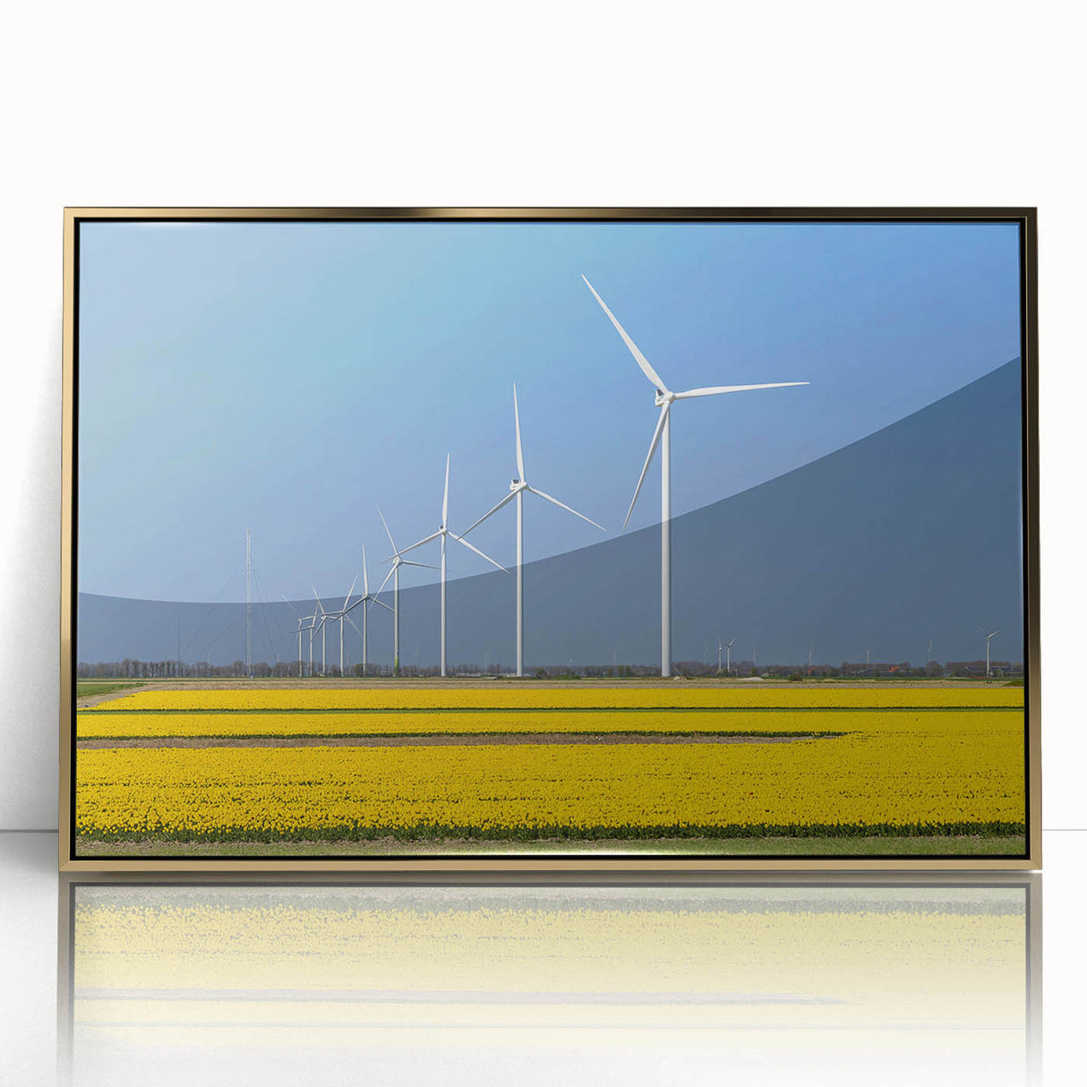 Art deco poster of European scenery with gold frame, acrylic print, ideal for modern art wall decor or nursery.