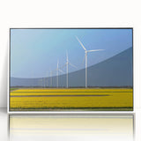 Mid-century modernist art of a European Netherlands scenery in muted colors, framed acrylic, ideal for nursery wall art.