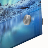 Mid-century modernist abstract of a Norwegian landscape in muted earth tones on large acrylic glass.