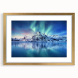 Abstract art print of a European scenery in Norway, featuring muted earth tones on a framed gold mat.