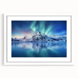 Textured abstract art print of a Norwegian landscape in muted earth tones on a framed white mat, ideal for bedroom art.