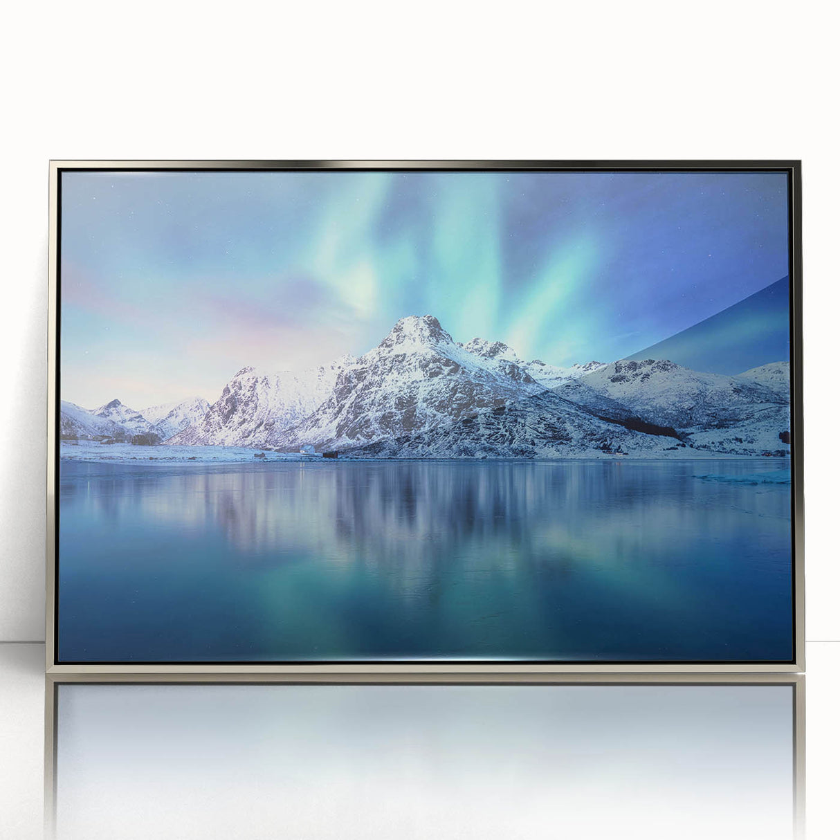 Framed acrylic print of a serene Norwegian landscape in muted earth tones, ideal for modern art wall decor.