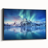 Black and white landscape art painting of a Norwegian scenery on framed canvas, suitable for bedroom wall decor.