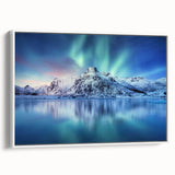 Vintage poster art of a scenic Norway landscape on a framed canvas, featuring colorful art in extra large size.