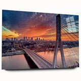 Acrylic print of a large abstract depiction of a European scenery in muted blue and green.