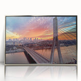 Silver-framed acrylic print of a European cityscape in muted gray tones, suitable for modern art wall decor.