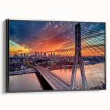 Black and white framed canvas depicting a vintage landscape of a European city, ideal for bedroom wall art.