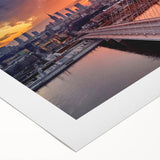 Art deco poster of a European scenery, muted colors on rolled canvas, suitable for dining room wall.