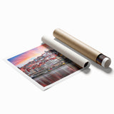 Extra large rolled print of Porto, Portugal scenery with floral accents in soft color tones.
