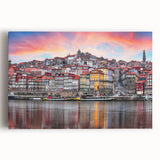 Black and white photograph of Porto, Portugal on stretched canvas, suitable for kitchen wall art.