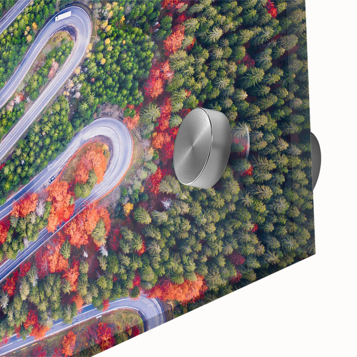 Large abstract wall art depicting a Romanian landscape in muted earth tones on acrylic glass, ideal for dining room art.