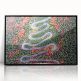 Large abstract wall art depicting a Romanian landscape in muted earth tones on a framed acrylic.