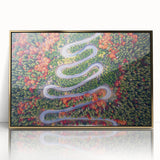 Art deco poster of a Romanian landscape in muted gold tones on framed acrylic, suitable for modern art wall decor.