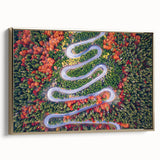 Framed canvas wall art depicting a vintage Romanian landscape in muted gold and black tones, ideal for bedroom decor.