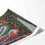 Extra large wall art featuring line art flowers in muted tones on a rolled print, suitable for large living room decor.