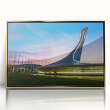 Art Deco poster of Sochi landscape in gold frame, acrylic print, ideal for modern nursery wall art.