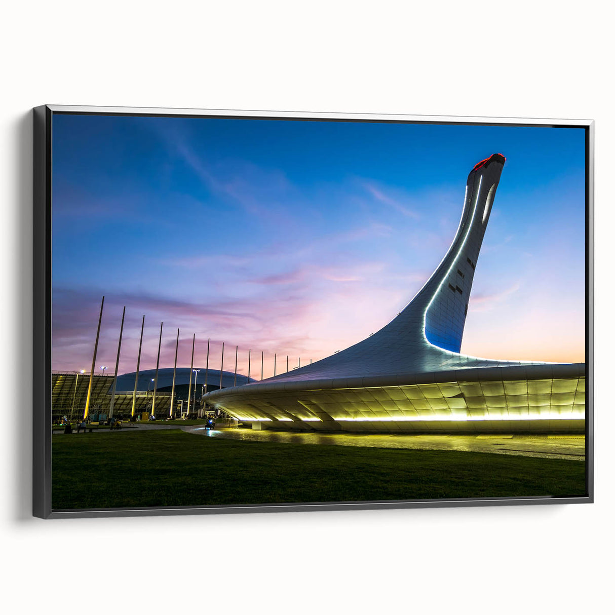 Black and white framed canvas featuring a vintage landscape of Sochi, ideal for bedroom wall art.