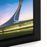 Extra large framed canvas of a textured black wall art depicting colorful Sochi landscape, ideal for living room decor.