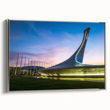 Landscape art painting of Sochi featuring colorful palette on silver-framed canvas, ideal for living room decor.