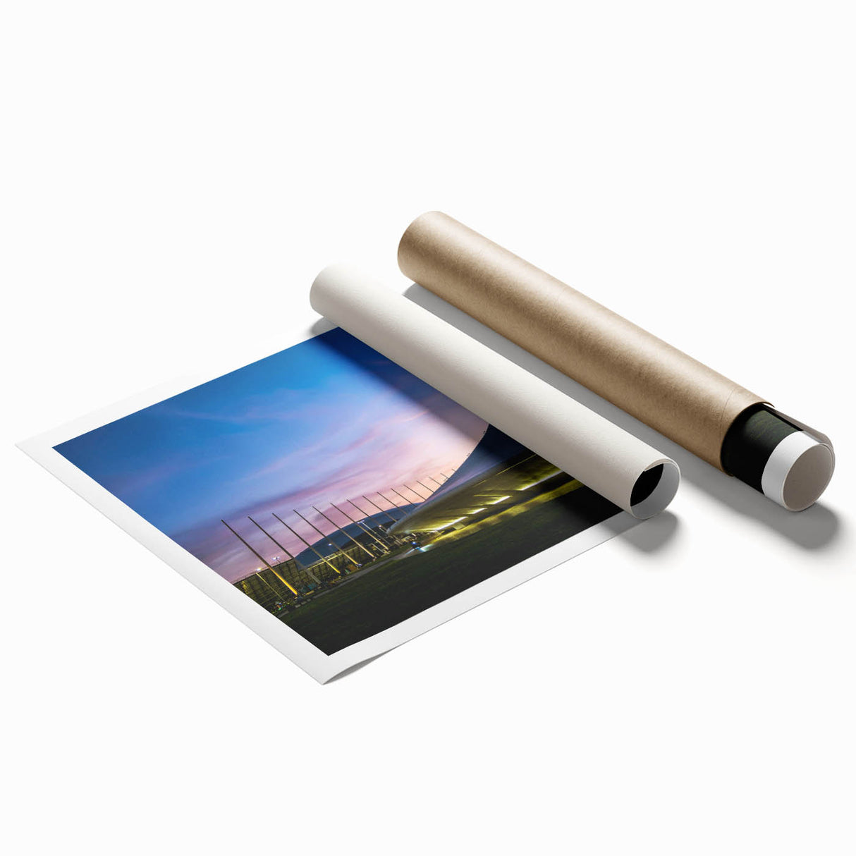 Extra large rolled print of Sochi scenery with vibrant green and floral elements, ideal for classy bathroom wall art.