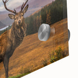 Large abstract wall art featuring a Scottish landscape in muted earth tones on acrylic glass, ideal for dining room decor.