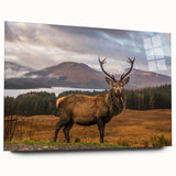 Acrylic print of a Scottish landscape in muted greens and blues, ideal for bedroom or dining room decor.