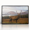 Large abstract wall art depicting a European Scotland scenery in muted earth tones on a framed acrylic.