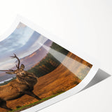 Extra large wall art featuring line art flowers in muted earth tones on a rolled print, suitable for large living room decor.