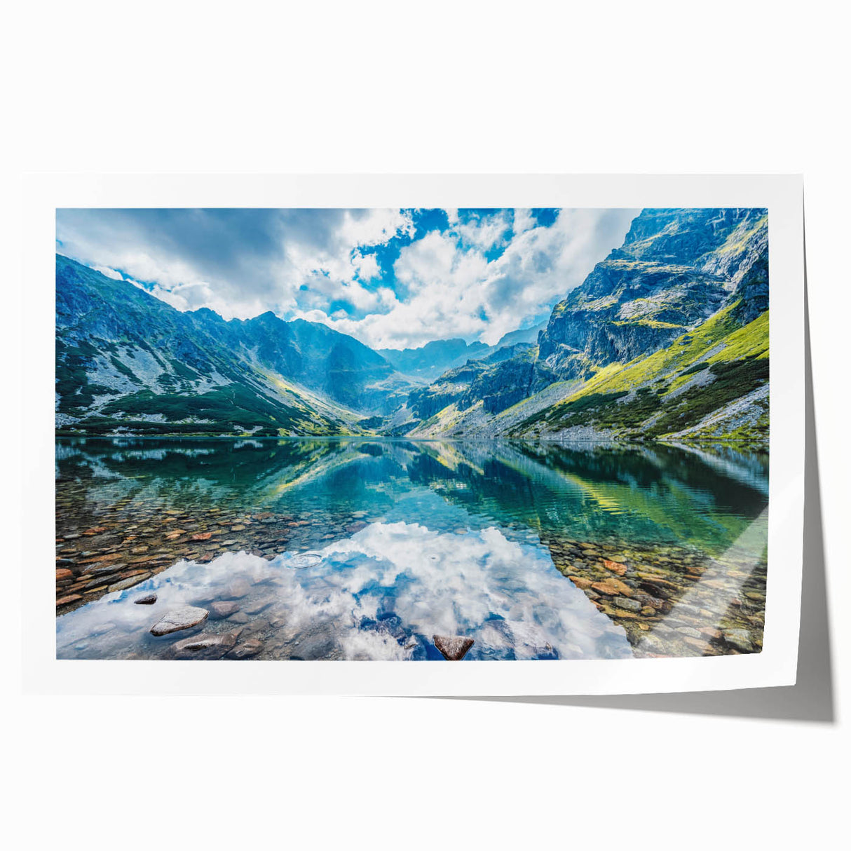 Rolled print of a European Slovakian landscape featuring soft pastel tones, ideal for art wall dining room decor.