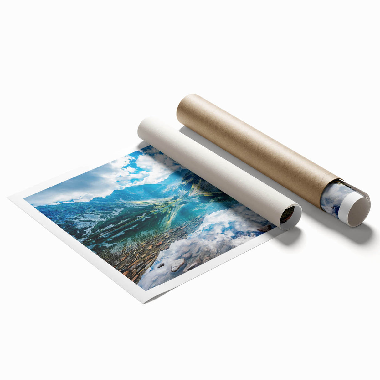 Extra large rolled print of a Slovakian landscape with vibrant green tones, ideal for classy bathroom wall art.