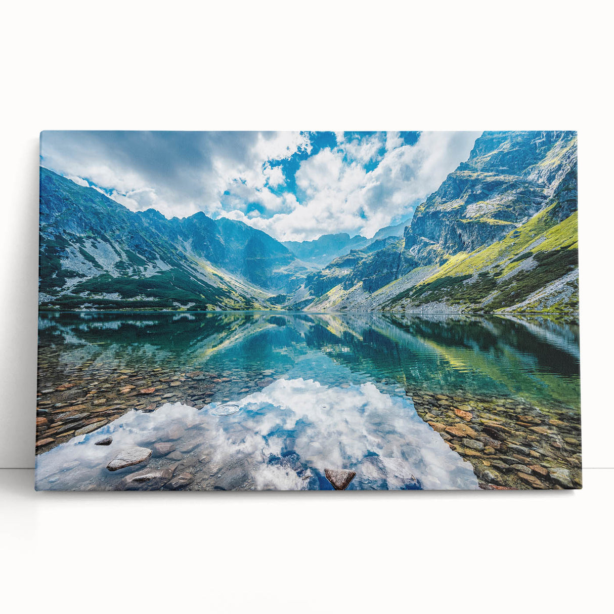 Black and white photograph of a European street scene on large stretched canvas, ideal for kitchen wall art.