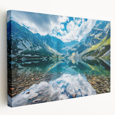 Landscape canvas depicting a serene Slovakian village scene in muted earth tones, suitable for kitchen wall art.