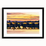 Extra large abstract art print featuring colorful, textured scenery of Andalucia, Spain in a black frame.